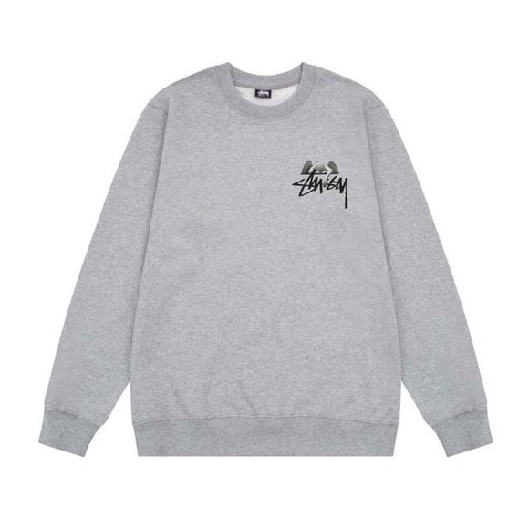 Men's Stussy Crown Print Black Round Neck Sweatshirt - Picture 1 of 7